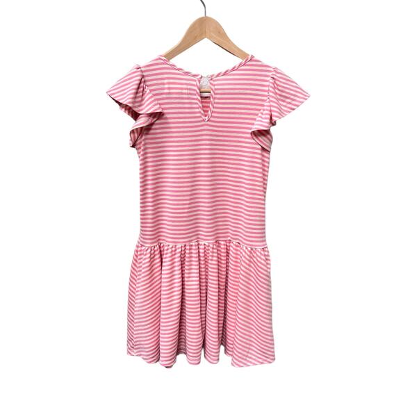 Mabel + Honey Girls Dress Size 10 Pink Cream Stripe Flutter Sleeve Cotton Lined - Picture 2 of 7